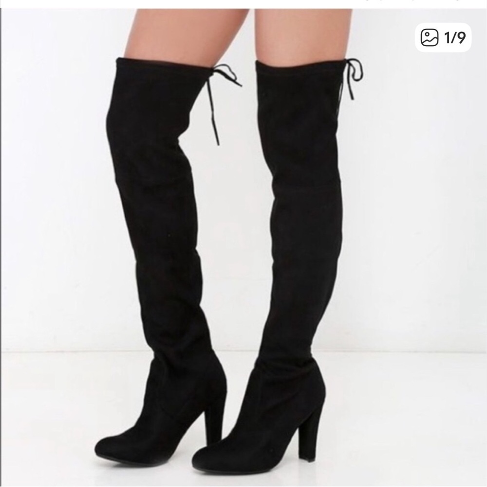 Steve Madden Gorgeous Black Suede Over the Knee Boots
